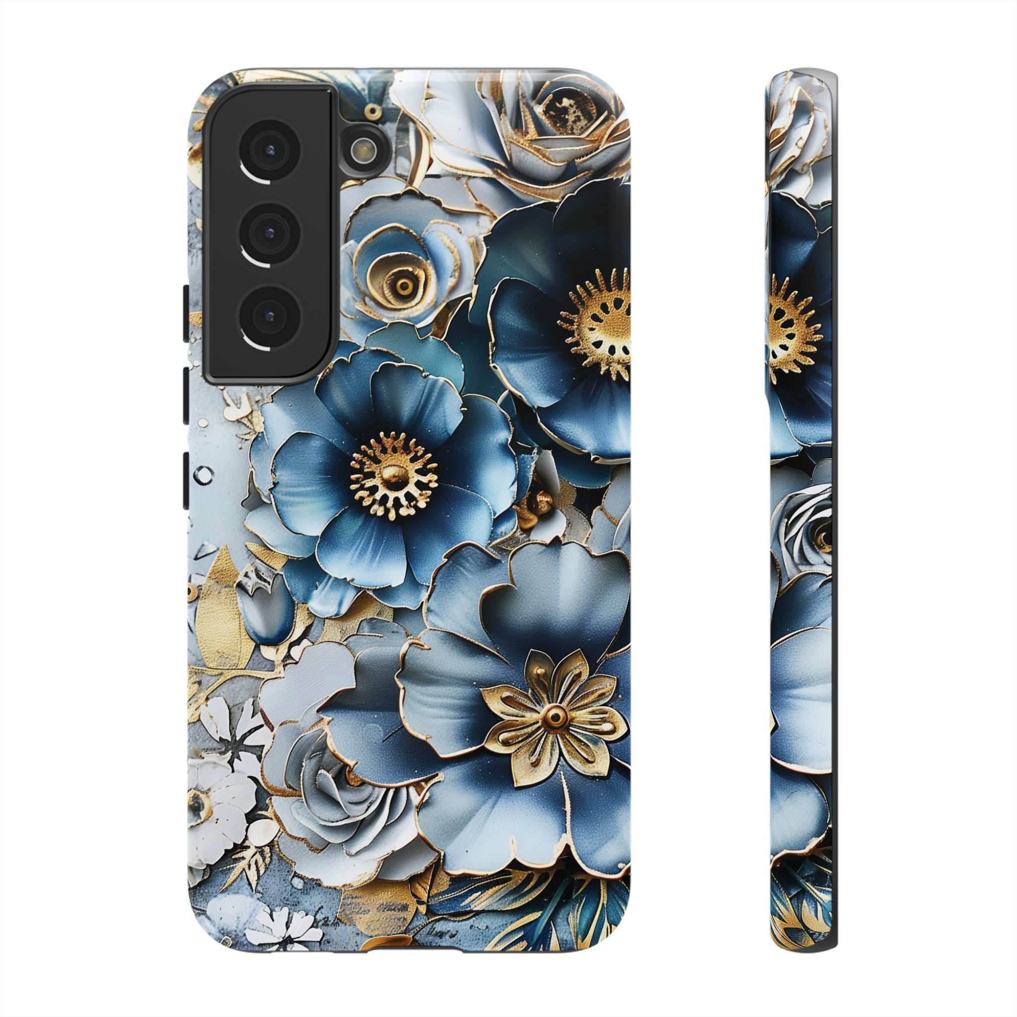 Blue Blooming Flowers - Tough Guard Samsung Galaxy Case