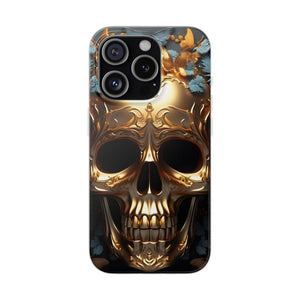 Golden Skull Floral & Butterflies Flexi Case - Apple iPhone Case