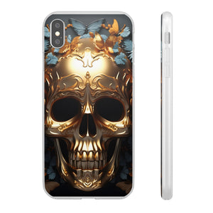 Golden Skull Floral & Butterflies Flexi Case - Apple iPhone Case