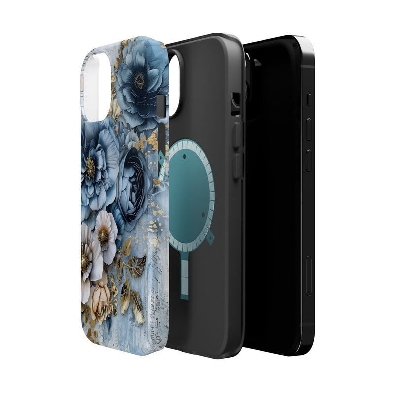 Blooming Blue Floral Bouquet - Magnetic Armor Tough Apple iPhone Case