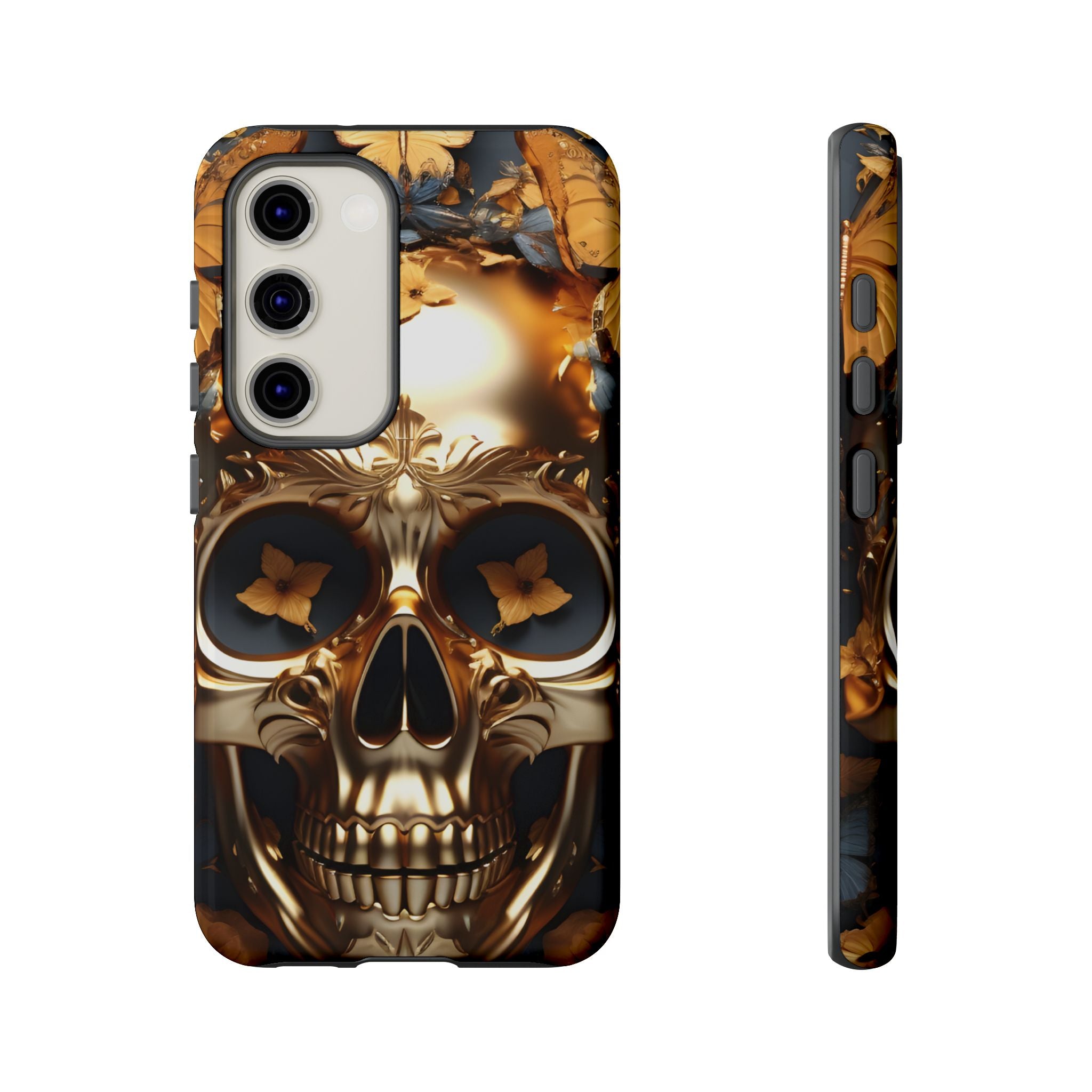 Golden Skull Floral Armor - Tough Guard Samsung Galaxy Case