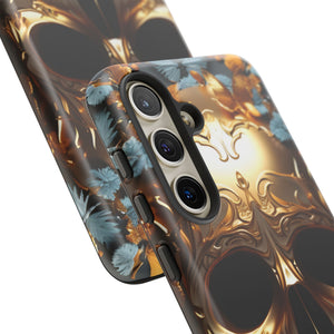 Golden Skull Floral & Butterflies Armor - Tough Guard Samsung Galaxy Case