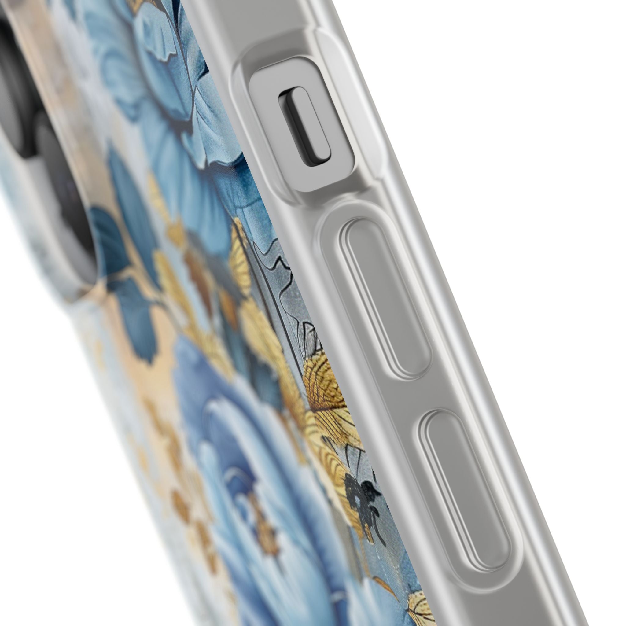 Blue & Gold Blooming Flowers Flexi Case - Apple iPhone Case