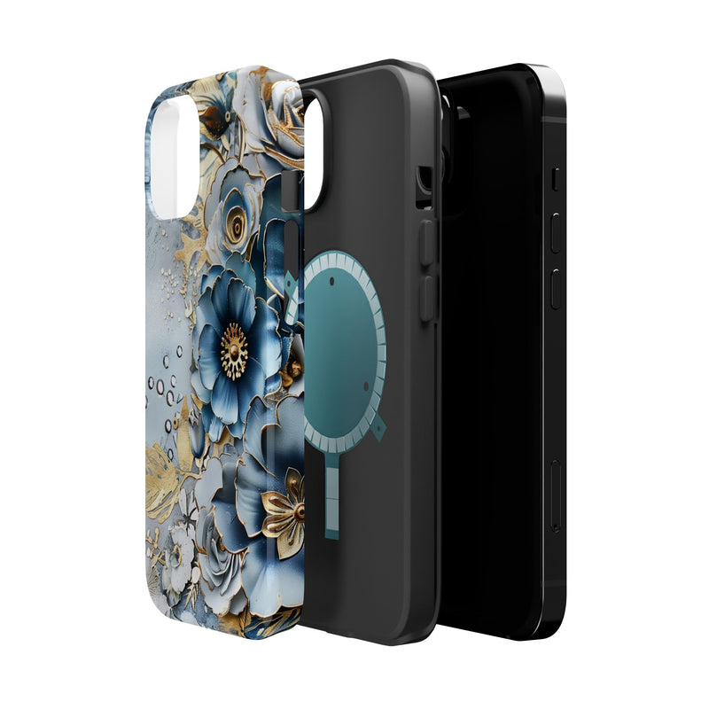 Blooming Blue Floral Bouquet - Magnetic Armor Tough Case Apple iPhone Case