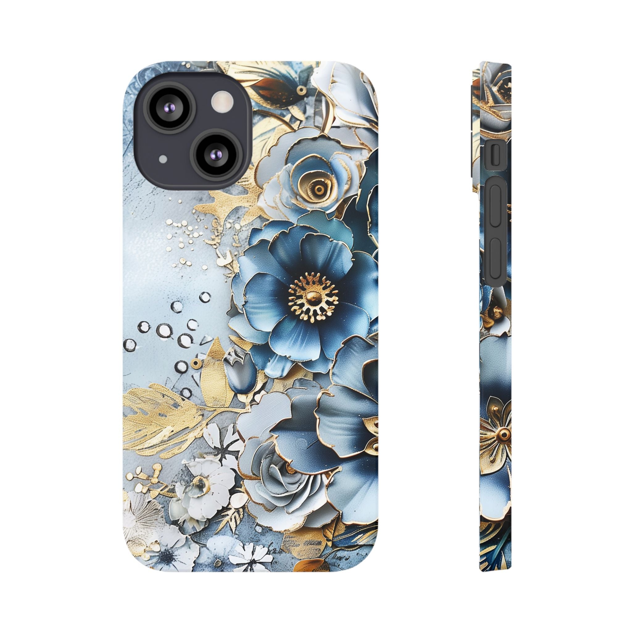 Blooming Blue Floral Bouquet - Slim Guard Apple iPhone Case