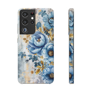 Blue & Gold Blooming Flowers Snap Case - Samsung Galaxy Case