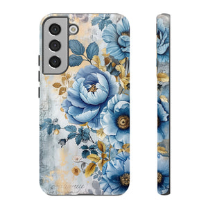 Blue & Gold Blooming Flowers - Tough Guard Samsung Galaxy Case