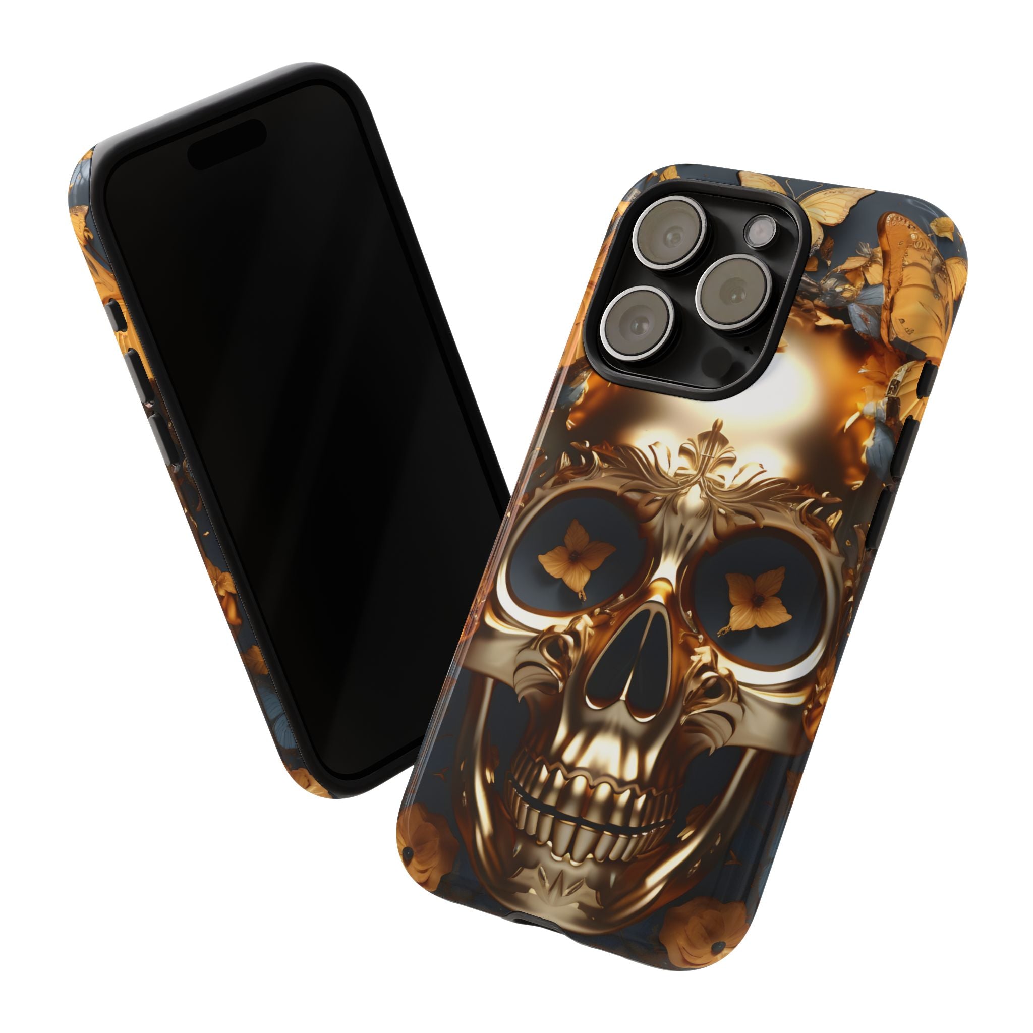 Golden Skull Floral Armor Tough Guard - Apple iPhone Case