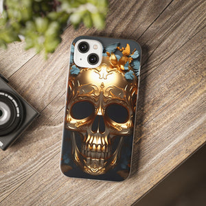 Golden Skull Floral & Butterflies Flexi Case - Apple iPhone Case