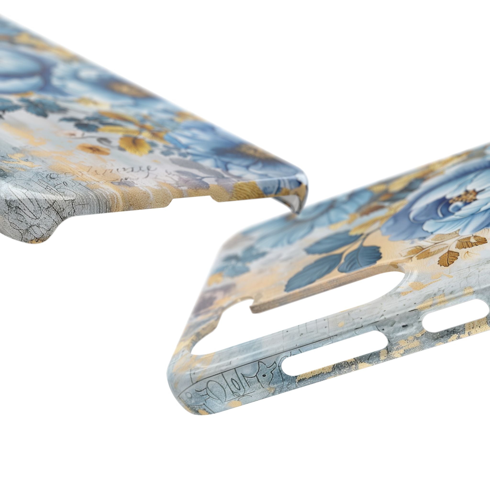 Blue & Gold Blooming Flowers - Slim Guard Samsung Galaxy Case
