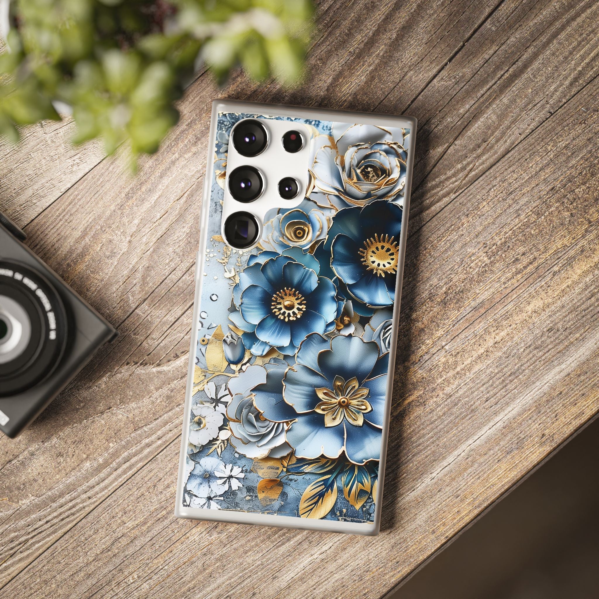 Blue Blooming Flowers Flexi Case - Samsung Galaxy Case