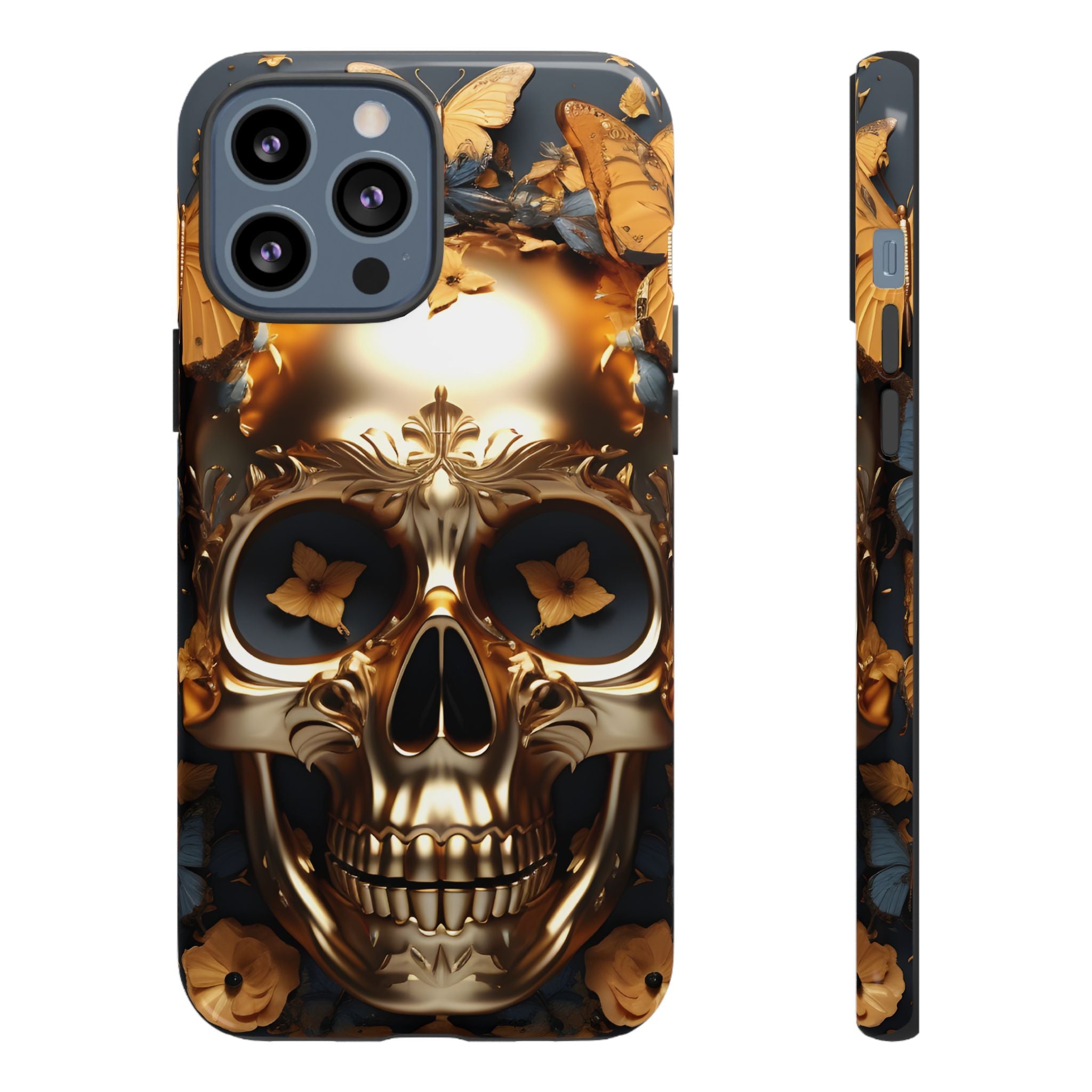 Golden Skull Floral Armor Tough Guard - Apple iPhone Case
