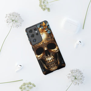 Golden Skull Floral & Butterflies Armor - Tough Guard Samsung Galaxy Case