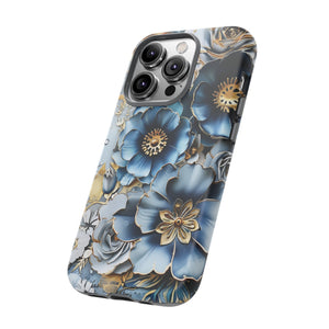 Blue Blooming Flowers - Tough Guard Apple iPhone Case
