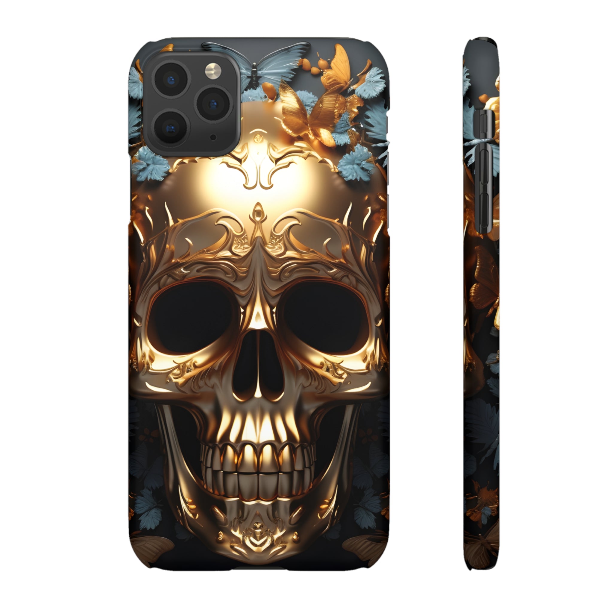 Golden Skull Floral & Butterflies Snap Case - Apple iPhone Case