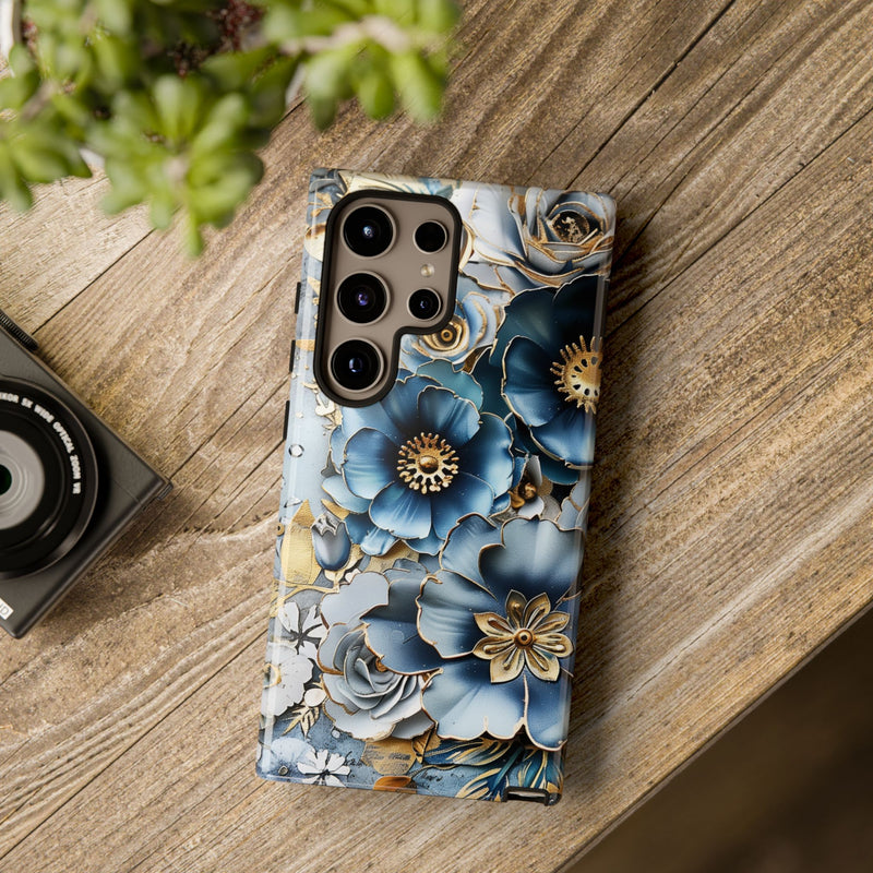 Blue Blooming Flowers - Tough Guard Samsung Galaxy Case