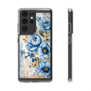 Blue & Gold Blooming Flowers - Crystal Guard Durable Samsung Galaxy Case