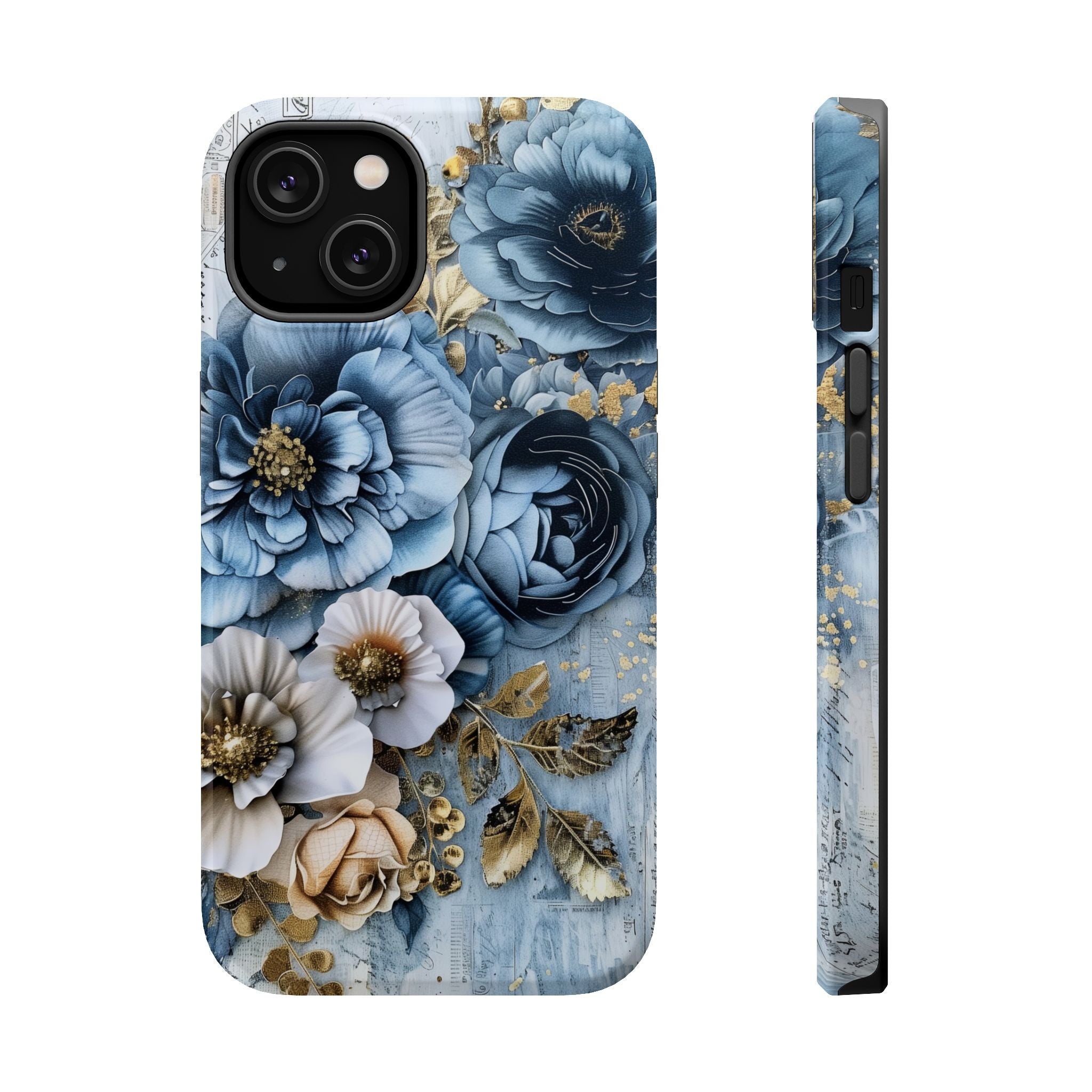 Blooming Blue Floral Bouquet - Magnetic Armor Tough Apple iPhone Case