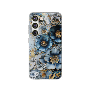 Blue Blooming Flowers Flexi Case - Samsung Galaxy Case