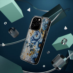 Blue & Gold Blooming Flowers - Crystal Guard Durable Apple iPhone Case