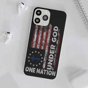 One Nation Under God American Flag - Flexi Case Apple iPhone Case