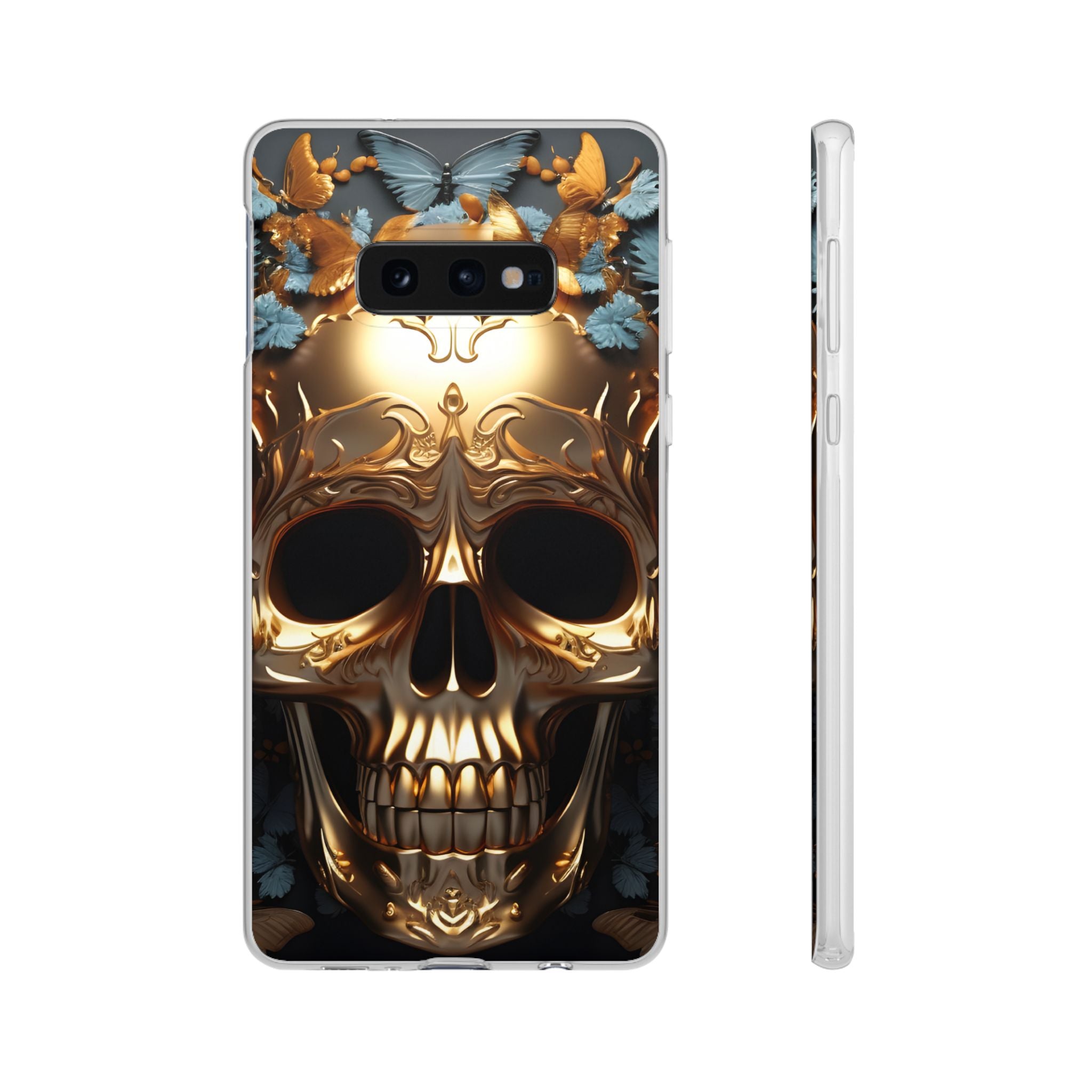 Golden Skull Floral & Butterflies Flexi Case - Samsung Galaxy Case