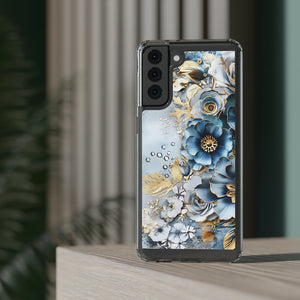 Blooming Blue Floral Bouquet - Crystal Guard Durable Samsung Galaxy Case