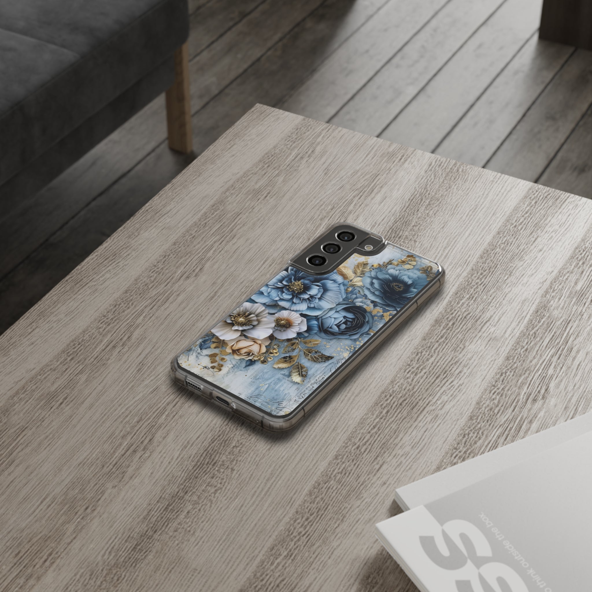 Blooming Blue Floral Bouquet - Crystal Guard Durable Samsung Galaxy Case
