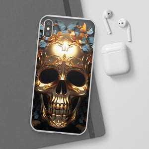 Golden Skull Floral & Butterflies Flexi Case - Apple iPhone Case