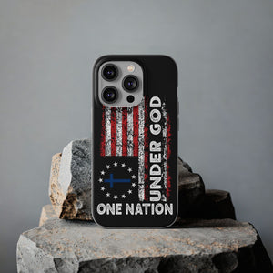 One Nation Under God American Flag - Flexi Case Apple iPhone Case