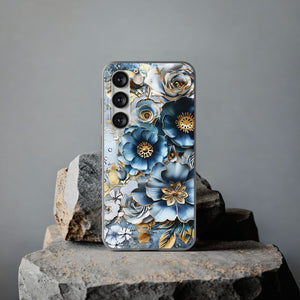 Blue Blooming Flowers Flexi Case - Samsung Galaxy Case
