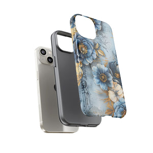 Blue & Gold Floral - Tough Guard Apple iPhone Case