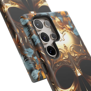 Golden Skull Floral & Butterflies Armor - Tough Guard Samsung Galaxy Case