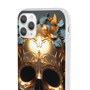 Golden Skull Floral & Butterflies Flexi Case - Apple iPhone Case