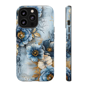 Blue & Gold Floral - Tough Guard Apple iPhone Case