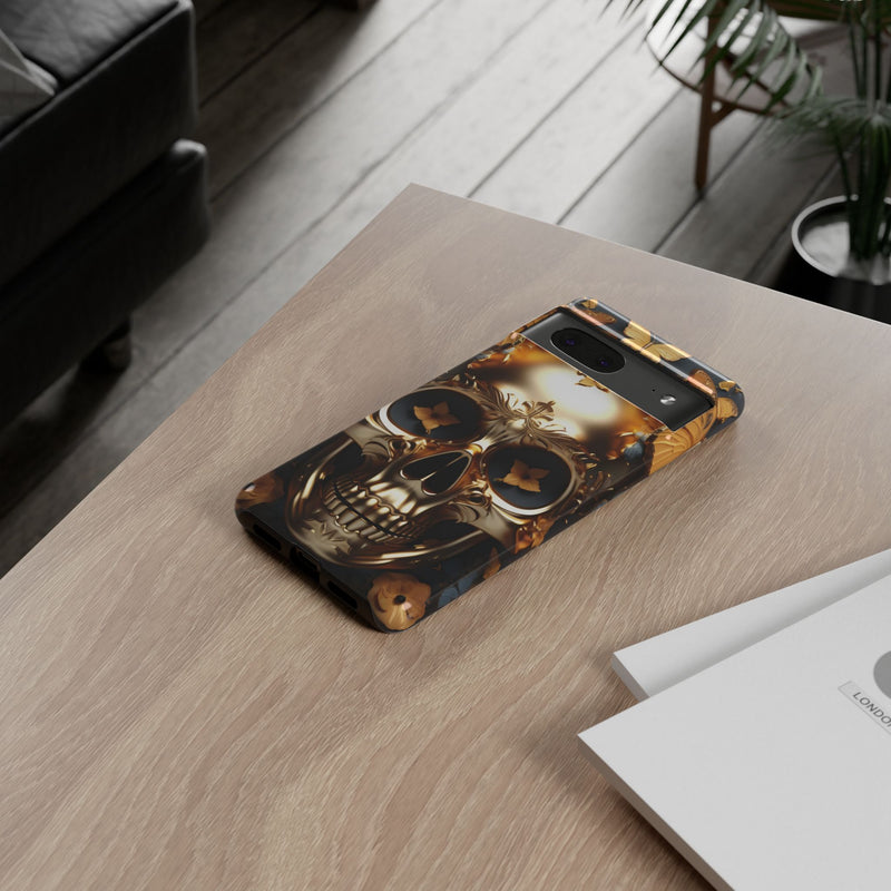 Golden Skull Floral Armor - Tough Guard Google Pixel Case