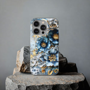 Blue Blooming Flowers Flexi Case - Apple iPhone Case