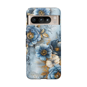 Blue & Gold Floral - Tough Guard Google Pixel Case