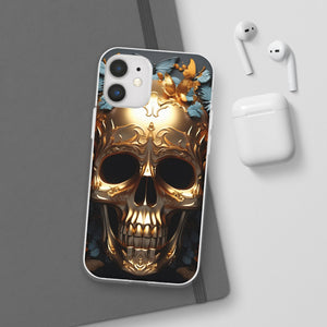 Golden Skull Floral & Butterflies Flexi Case - Apple iPhone Case