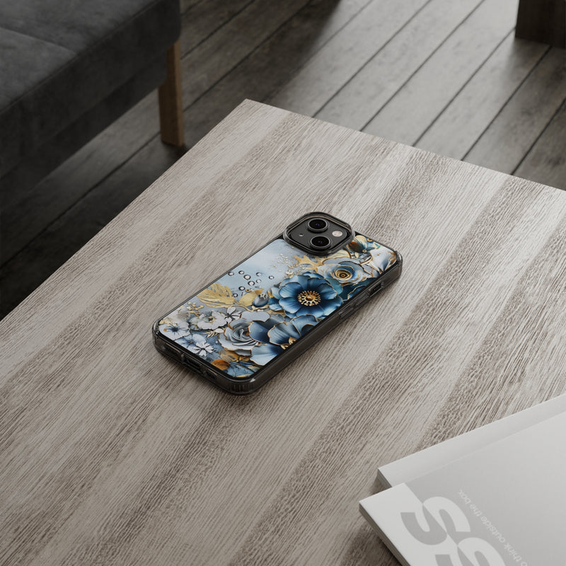Blooming Blue Floral Bouquet - Crystal Guard Durable Apple iPhone Case