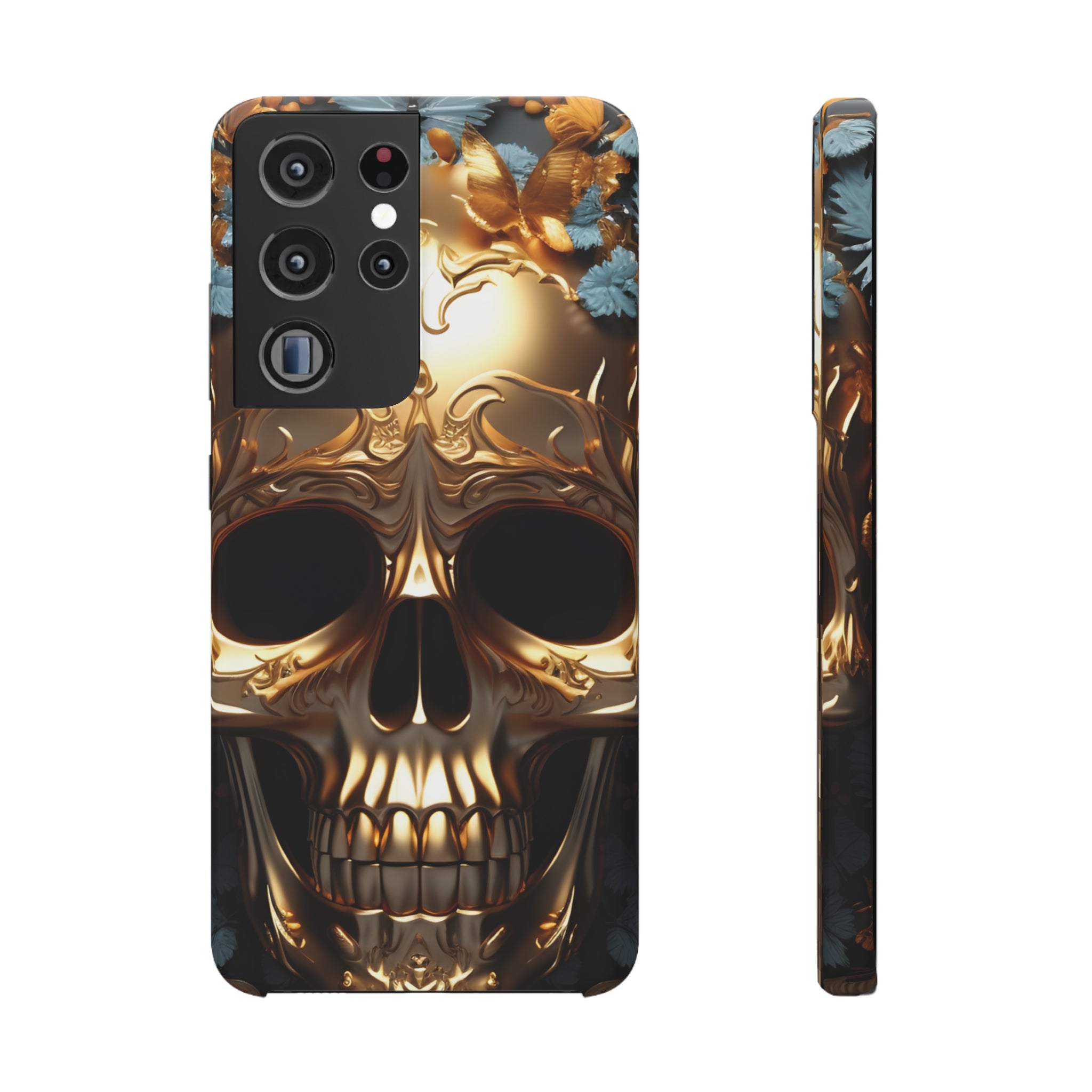 Golden Skull Floral & Butterflies Snap Case - Samsung Galaxy Case