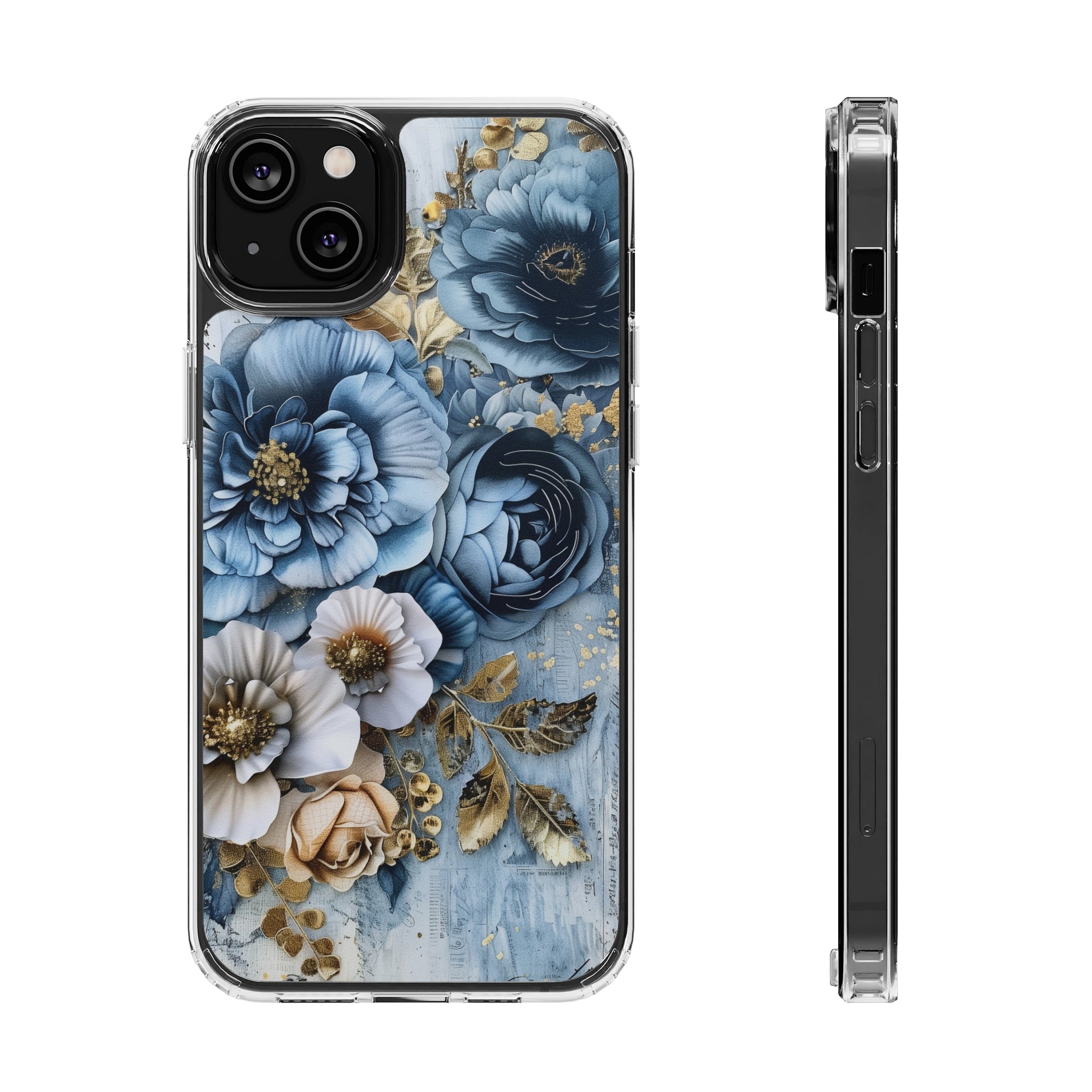 Blooming Blue Floral Bouquet - Crystal Guard Durable Apple iPhone Case