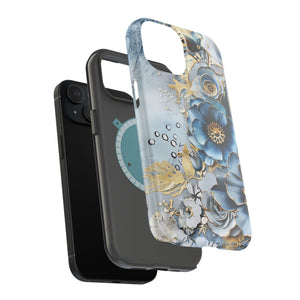 Blooming Blue Floral Bouquet - Magnetic Armor Tough Case Apple iPhone Case