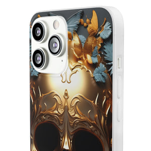 Golden Skull Floral & Butterflies Flexi Case - Apple iPhone Case