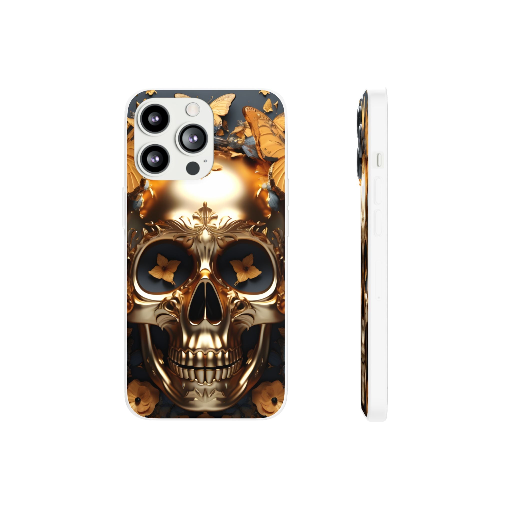 Golden Skull Floral Armor Flexi Case - Apple iPhone Case