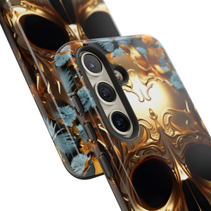 Golden Skull Floral & Butterflies Armor - Tough Guard Samsung Galaxy Case