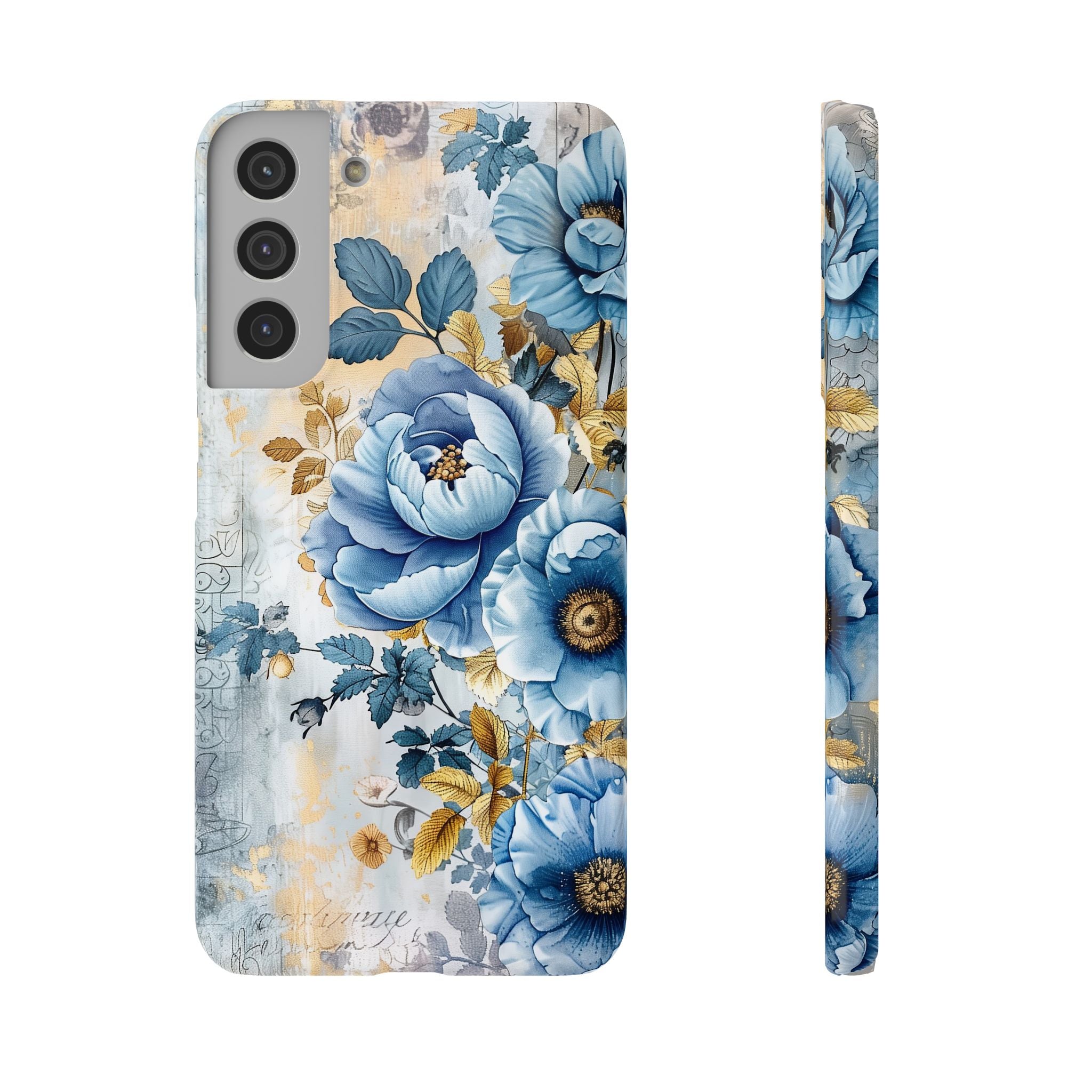 Blue & Gold Blooming Flowers - Slim Guard Samsung Galaxy Case