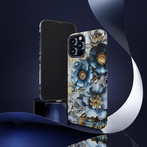 Blue Blooming Flowers - Tough Guard Apple iPhone Case