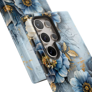 Blue & Gold Floral - Tough Guard Samsung Galaxy Case