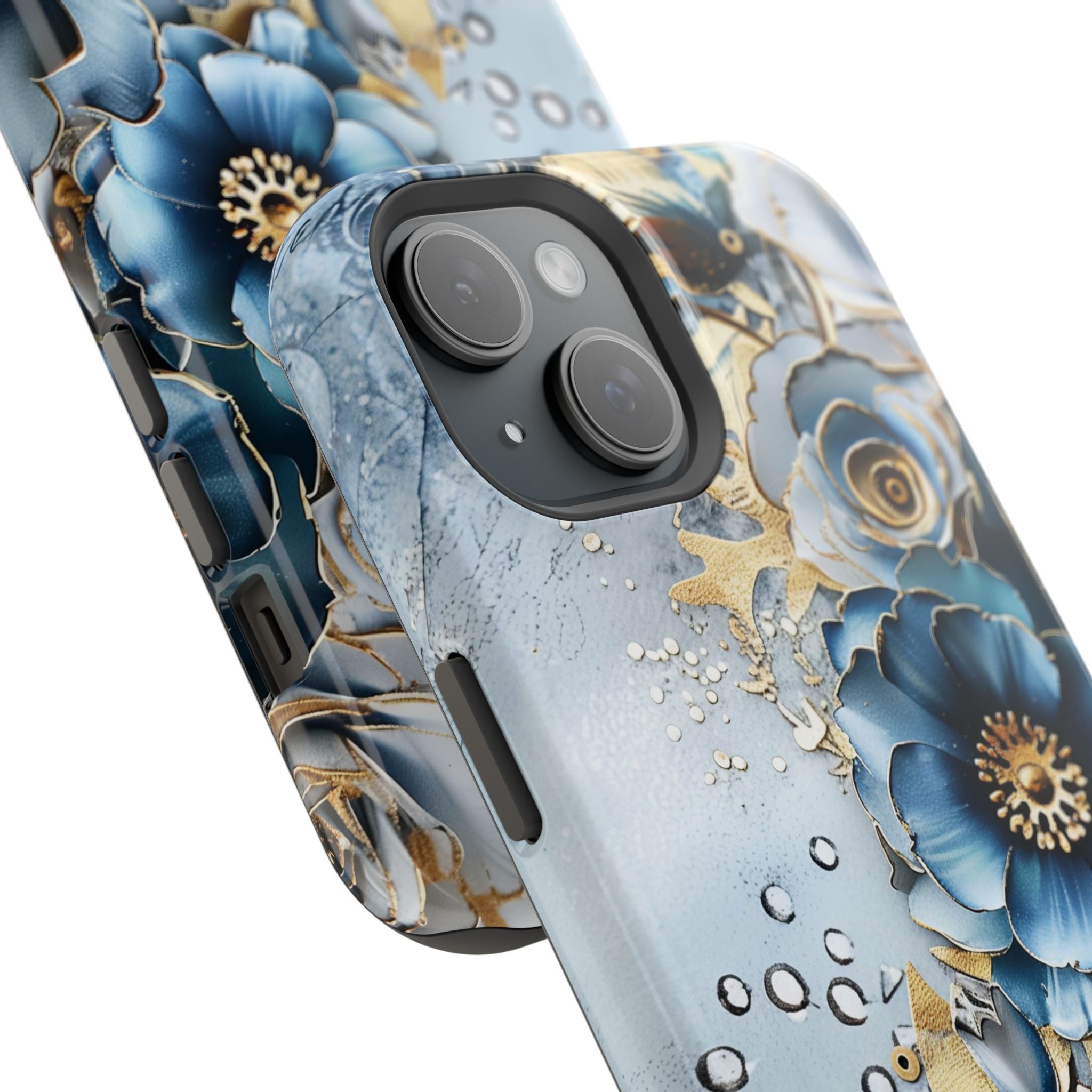 Blooming Blue Floral Bouquet - Magnetic Armor Tough Case Apple iPhone Case